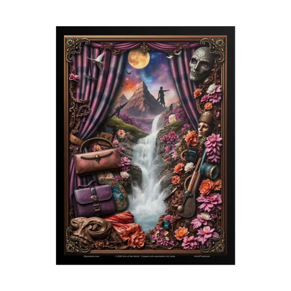 Celestial Gothic Magic Mashup Floral Art Poster — Surreal Blender Sculpture Print 18″ x 24″ (Vertical) / Matte Poster