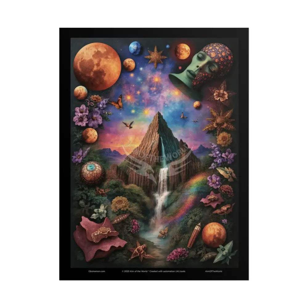 Celestial Gothic Magic Mashup Floral Art Poster — Surreal Blender Sculpture Print 18″ x 24″ (Vertical) / Matte Poster