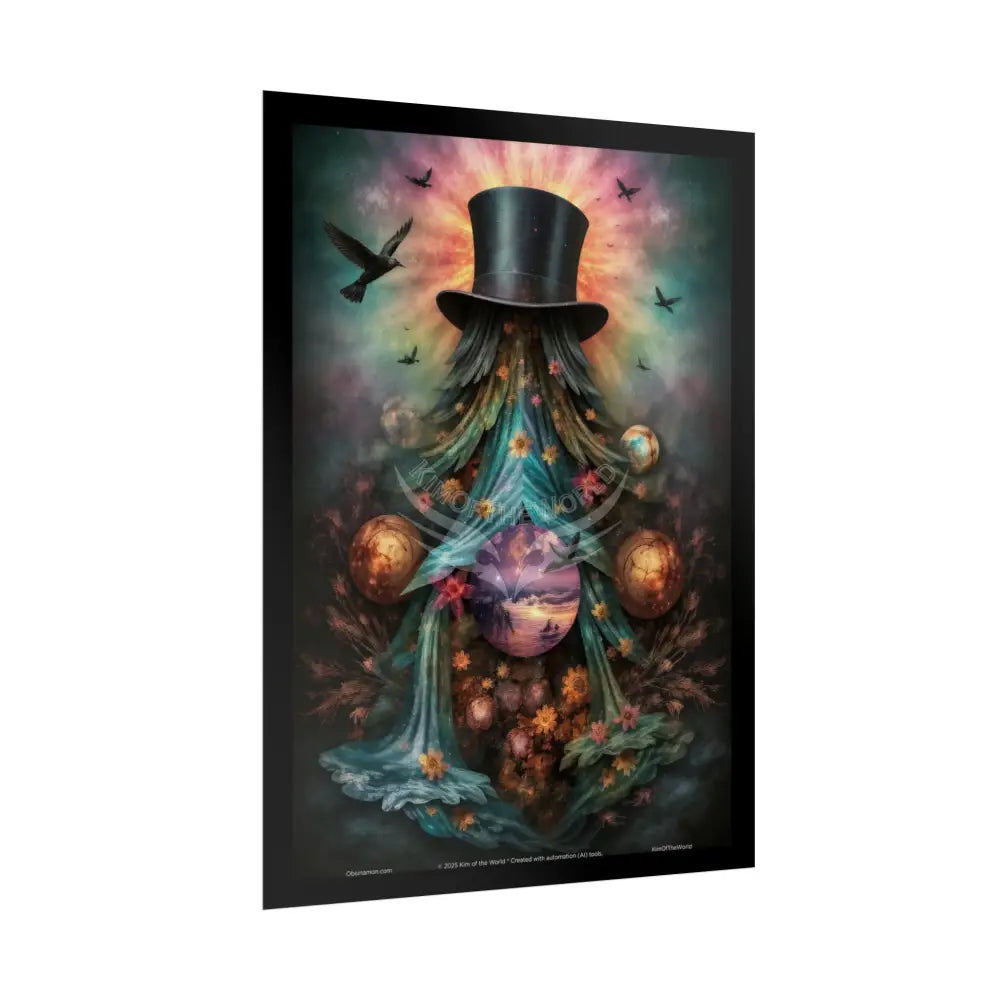 Celestial Gothic Magic Mashup Floral Art Poster — Surreal Blender Sculpture Print Poster