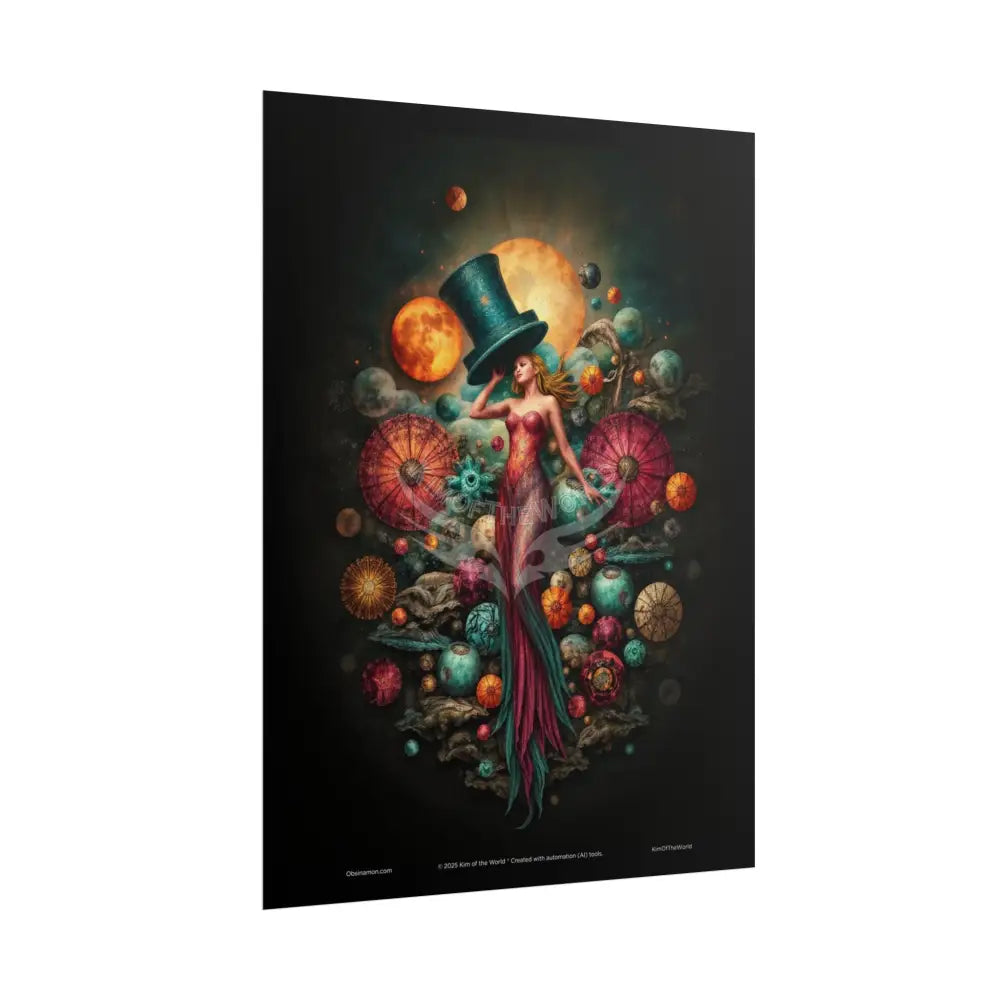 Celestial Gothic Magic Mashup Floral Art Poster — Surreal Blender Sculpture Print Poster