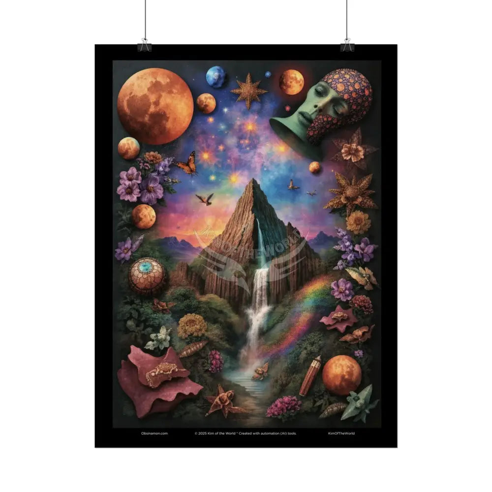 Celestial Gothic Magic Mashup Floral Art Poster — Surreal Blender Sculpture Print Poster
