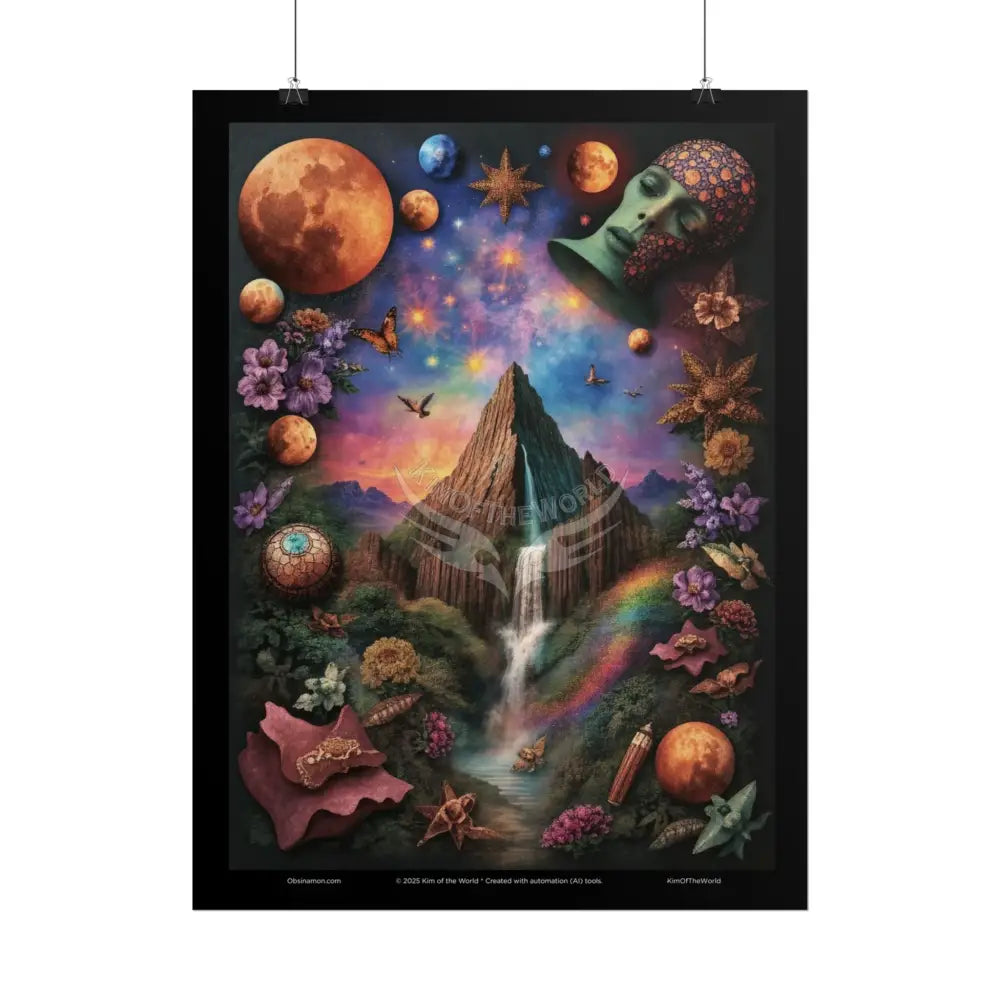 Celestial Gothic Magic Mashup Floral Art Poster — Surreal Blender Sculpture Print Poster