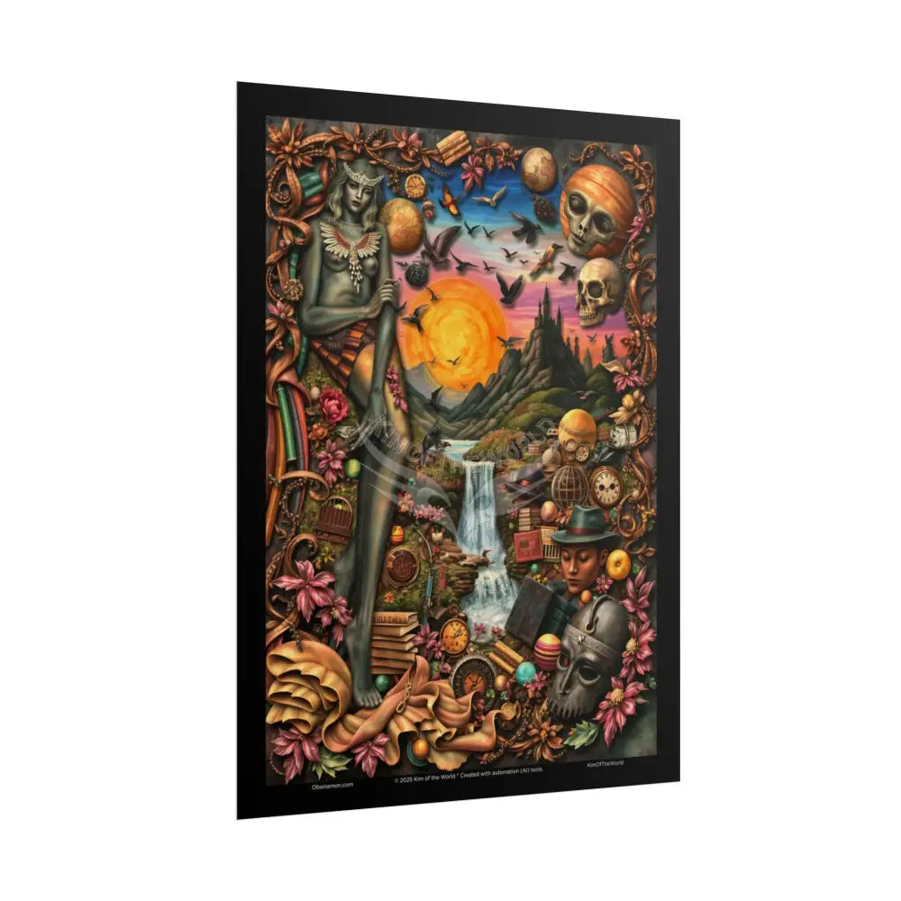 Celestial Gothic Magic Mashup Floral Art Poster — Surreal Blender Sculpture Print Poster
