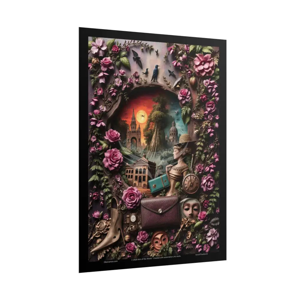 Celestial Gothic Magic Mashup Floral Art Poster — Surreal Blender Sculpture Print Poster