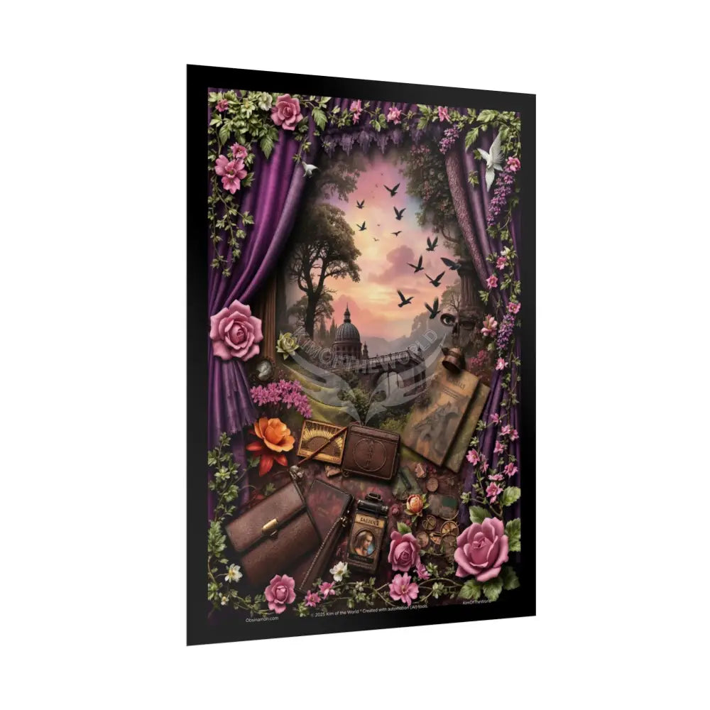 Celestial Gothic Magic Mashup Floral Art Poster — Surreal Blender Sculpture Print Poster