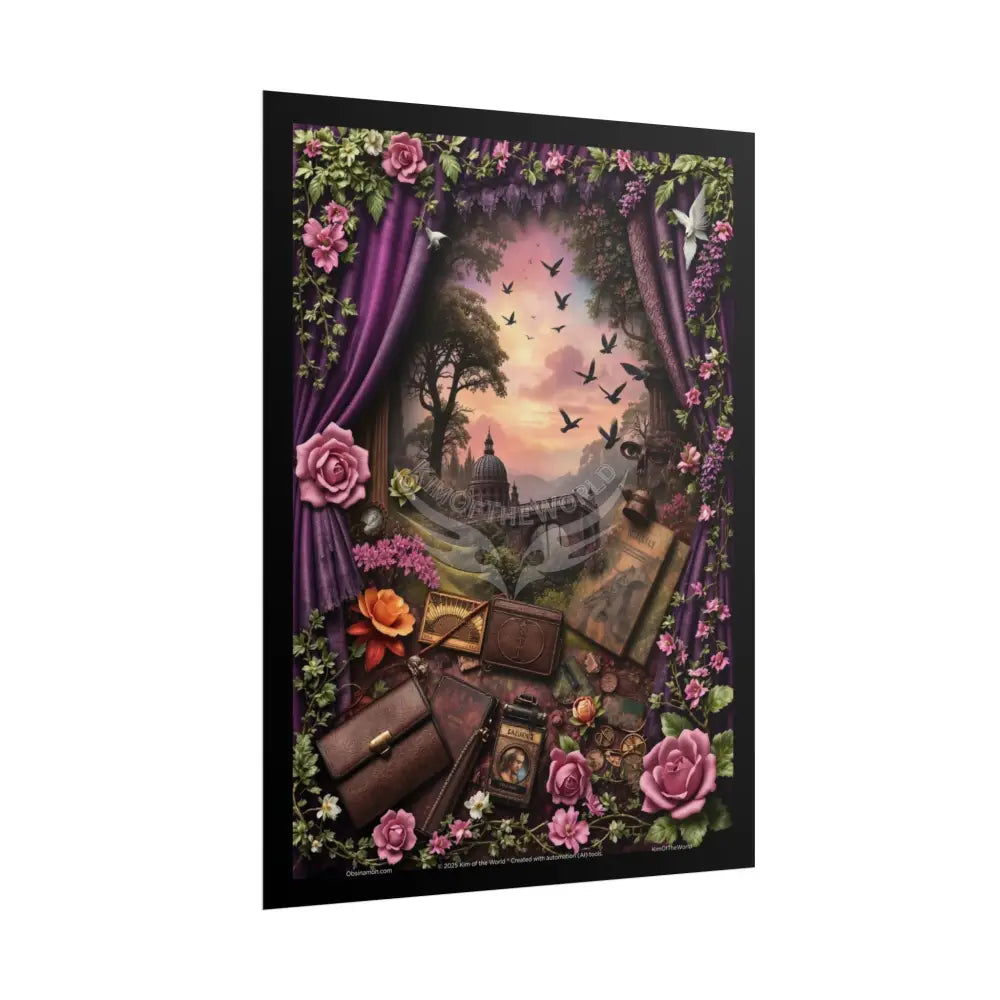 Celestial Gothic Magic Mashup Floral Art Poster — Surreal Blender Sculpture Print Poster