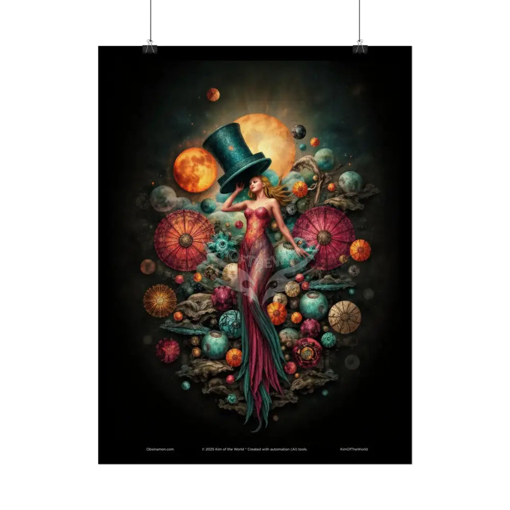 Celestial Gothic Magic Mashup Floral Art Poster — Surreal Blender Sculpture Print Poster