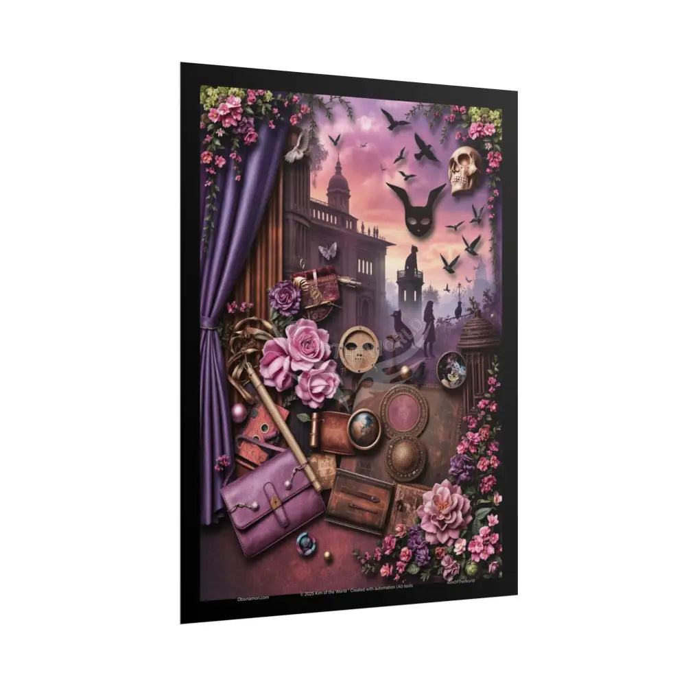 Celestial Gothic Magic Mashup Floral Art Poster — Surreal Blender Sculpture Print Poster