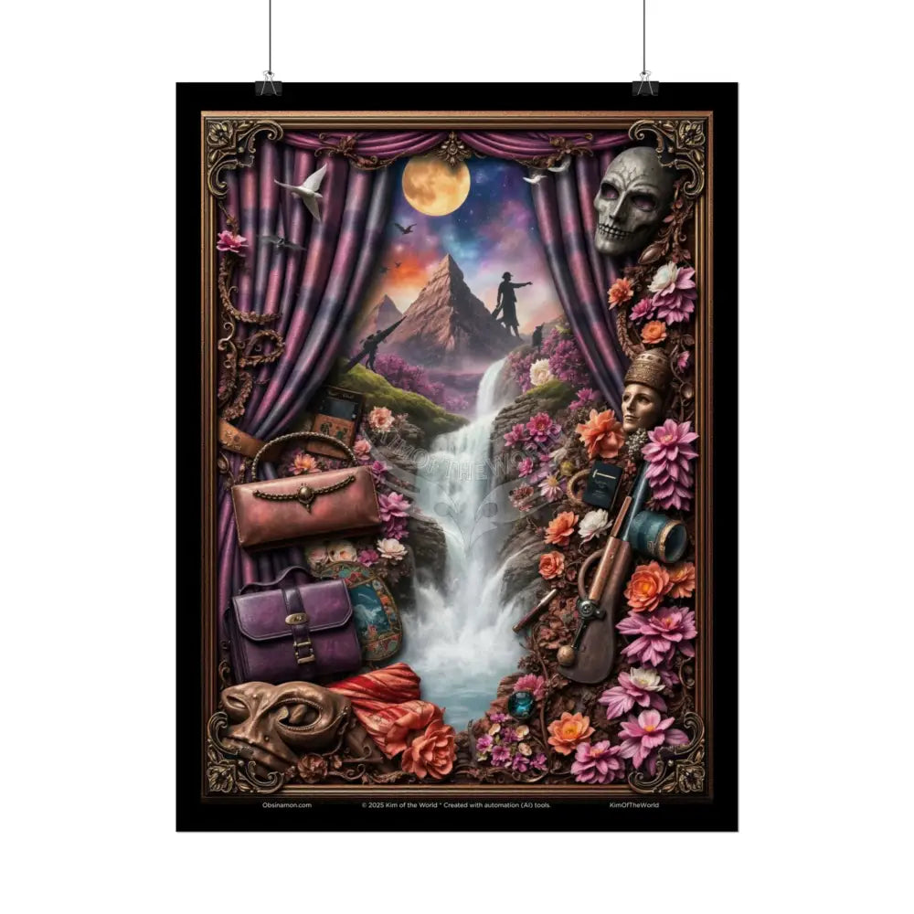 Celestial Gothic Magic Mashup Floral Art Poster — Surreal Blender Sculpture Print Poster