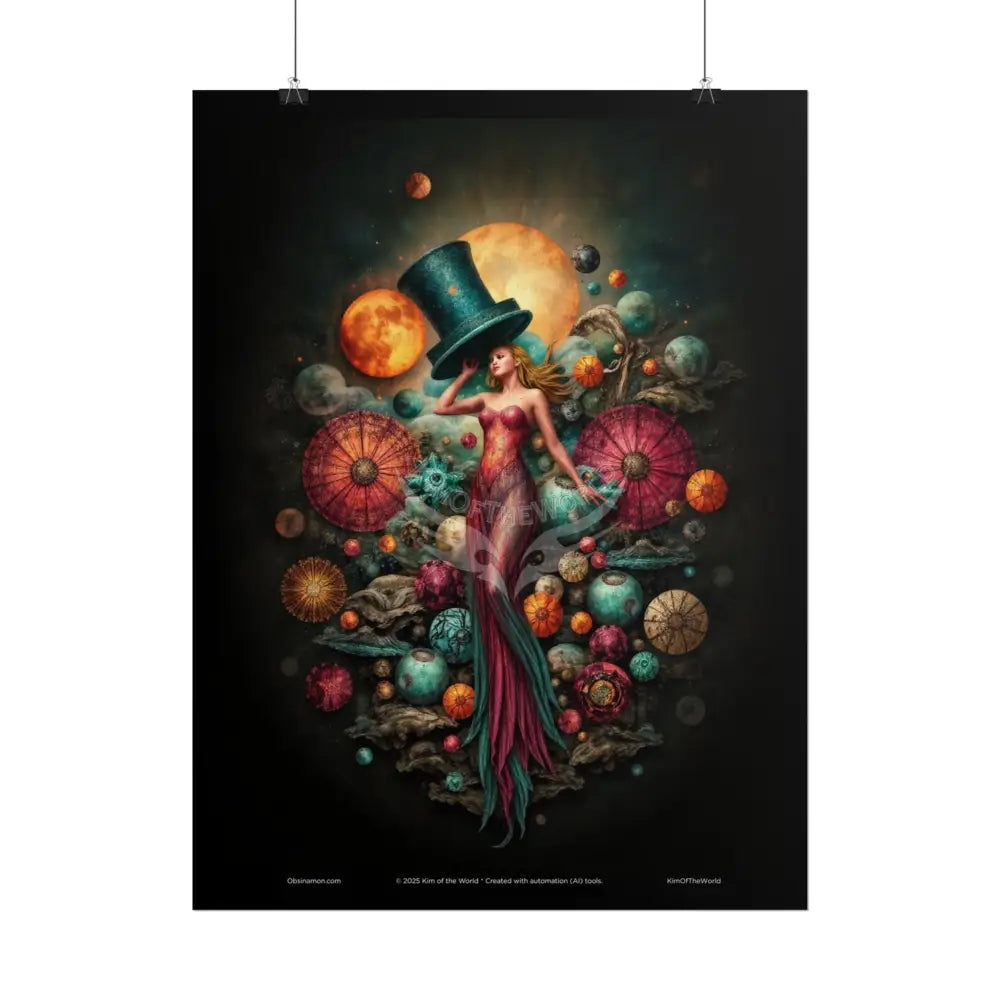 Celestial Gothic Magic Mashup Floral Art Poster — Surreal Blender Sculpture Print Poster