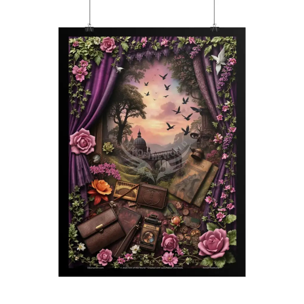 Celestial Gothic Magic Mashup Floral Art Poster — Surreal Blender Sculpture Print Poster