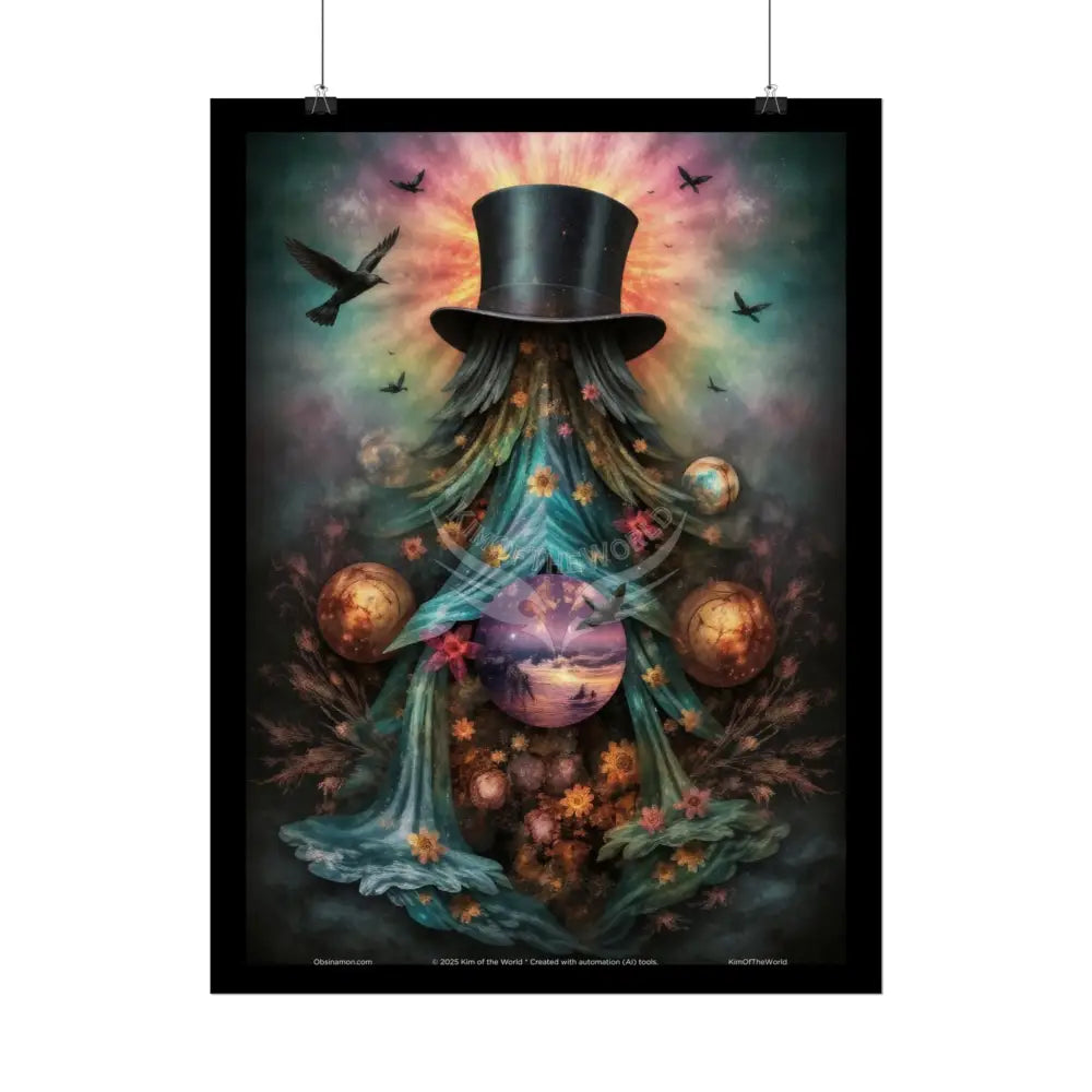 Celestial Gothic Magic Mashup Floral Art Poster — Surreal Blender Sculpture Print Poster