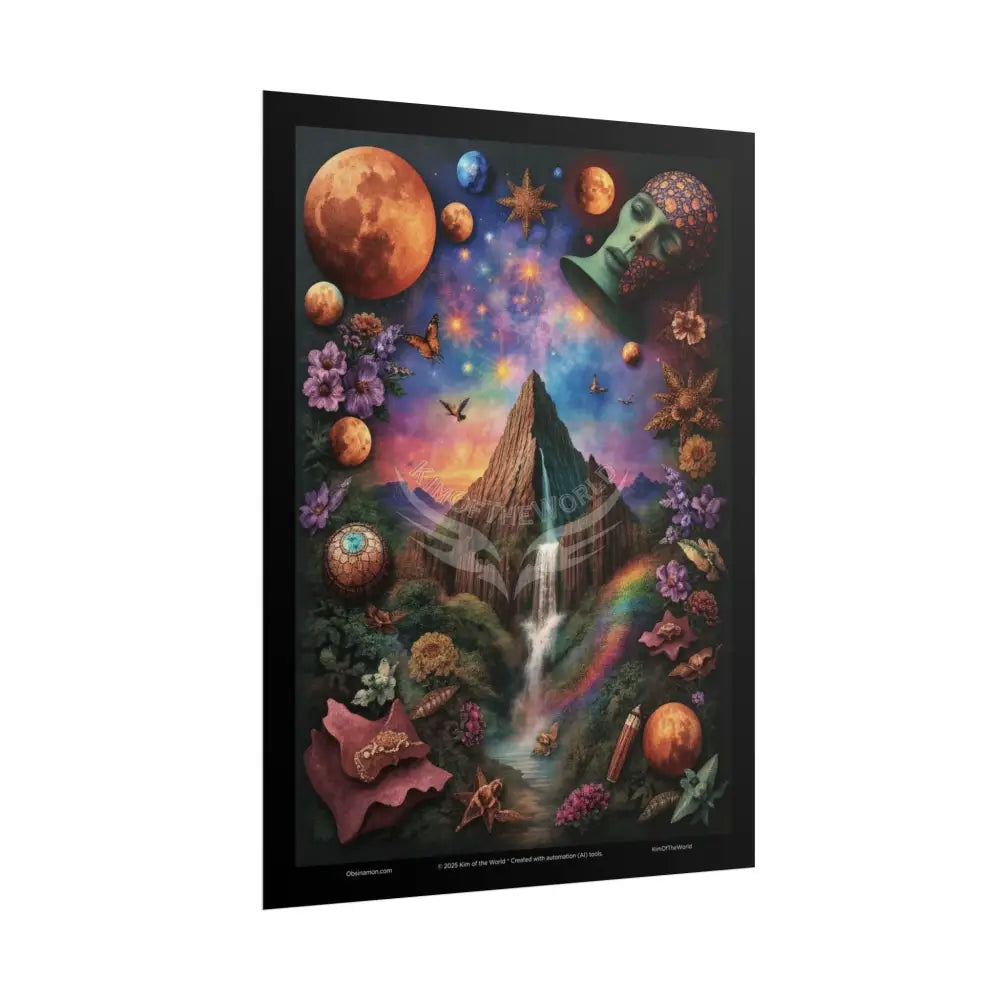 Celestial Gothic Magic Mashup Floral Art Poster — Surreal Blender Sculpture Print Poster