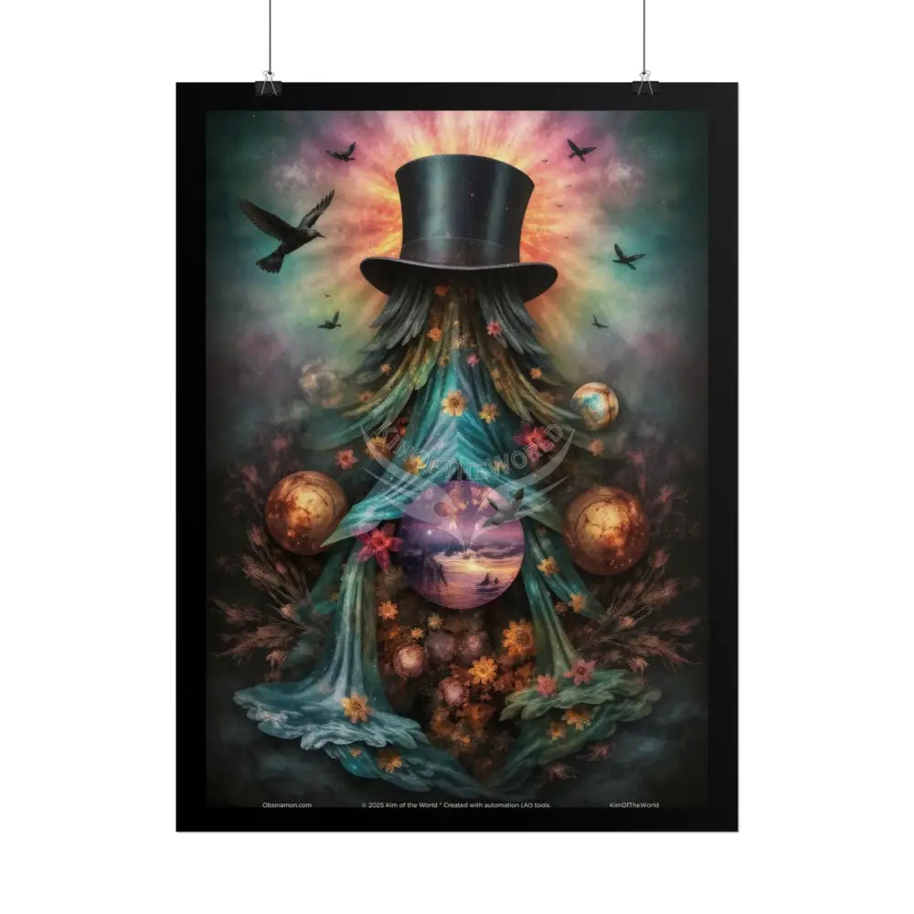 Celestial Gothic Magic Mashup Floral Art Poster — Surreal Blender Sculpture Print Poster