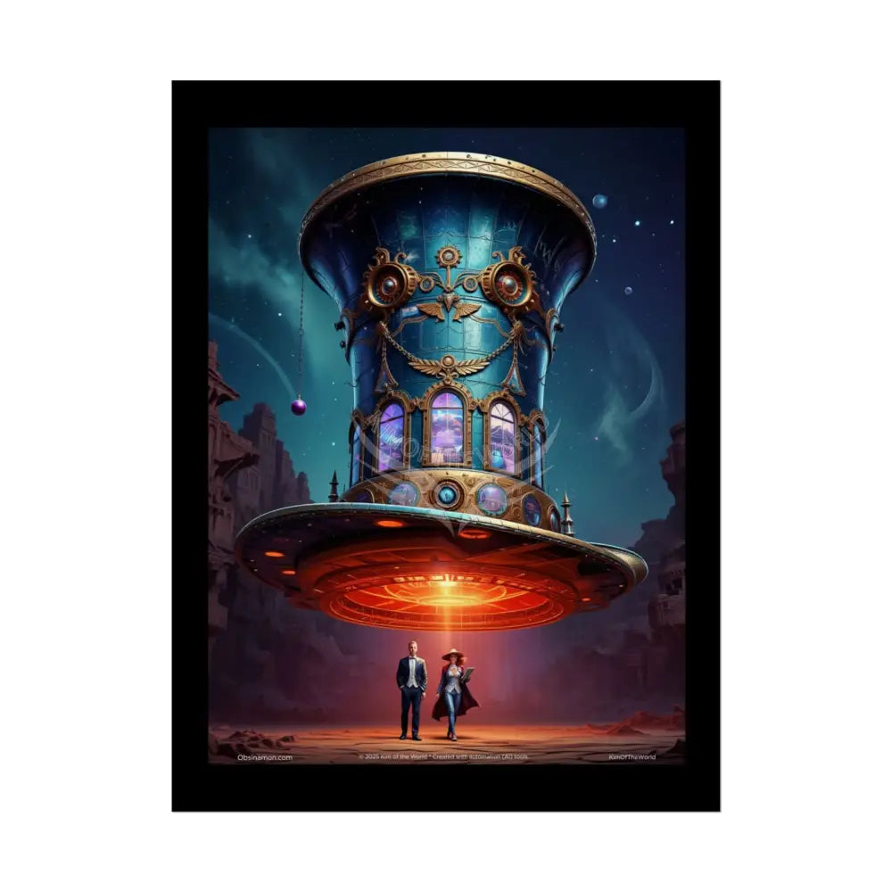 Celestial Gothic Top Hat Floral Art Poster — Surreal Blender Sculpture Print 18″ x 24″ (Vertical) / Semi Glossy Poster