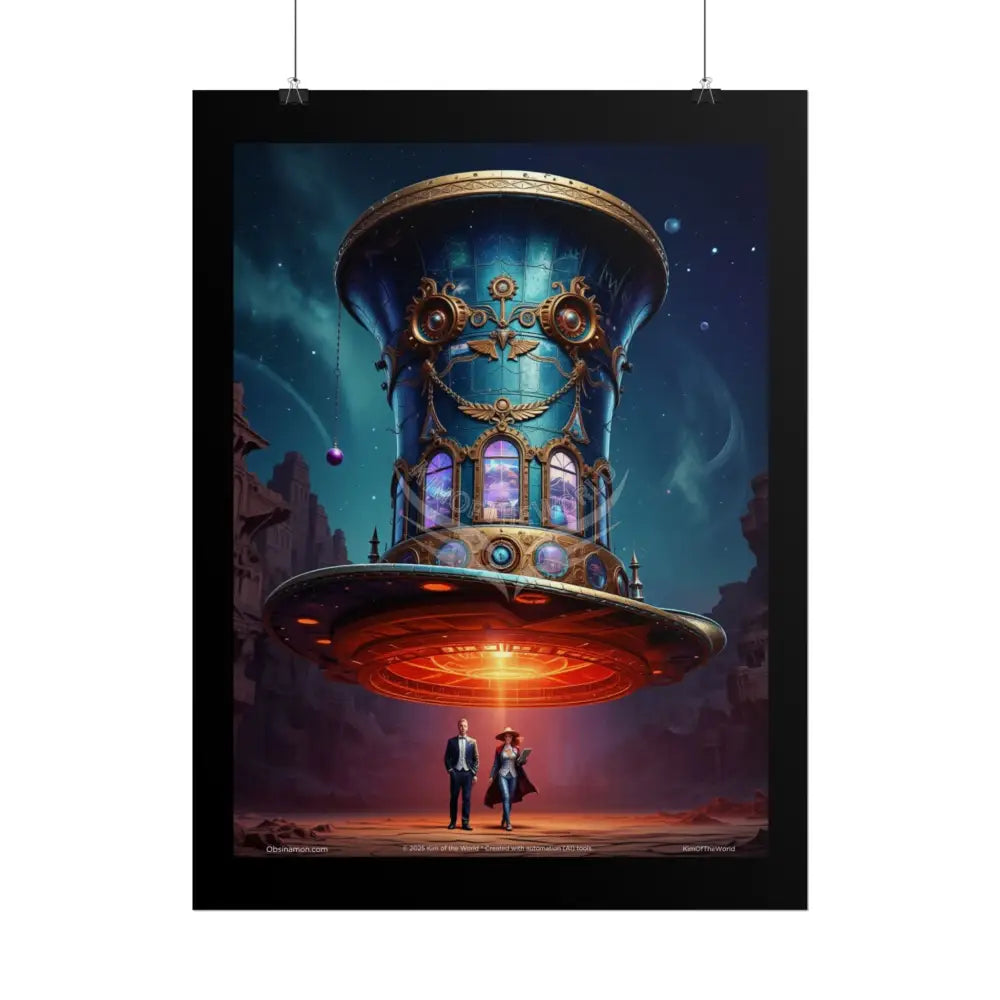 Celestial Gothic Top Hat Floral Art Poster — Surreal Blender Sculpture Print Poster