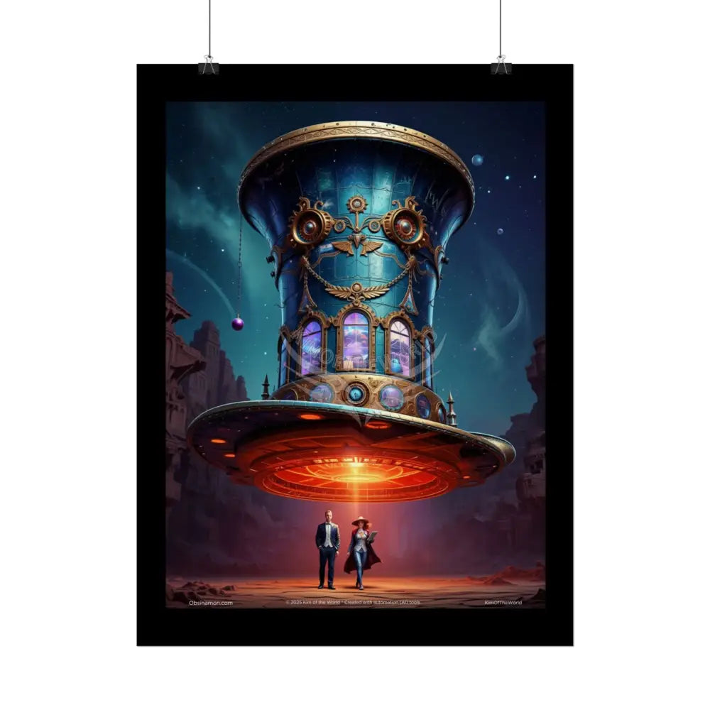 Celestial Gothic Top Hat Floral Art Poster — Surreal Blender Sculpture Print Poster