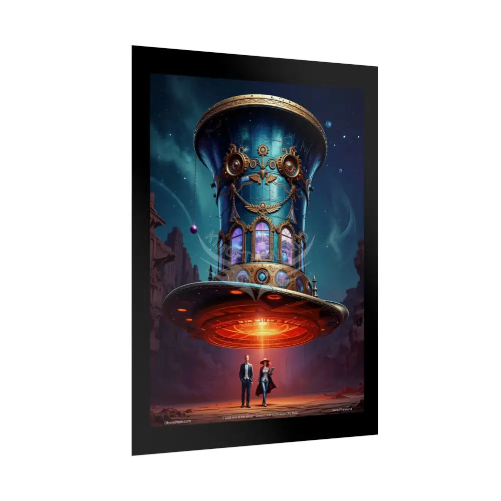 Celestial Gothic Top Hat Floral Art Poster — Surreal Blender Sculpture Print Poster