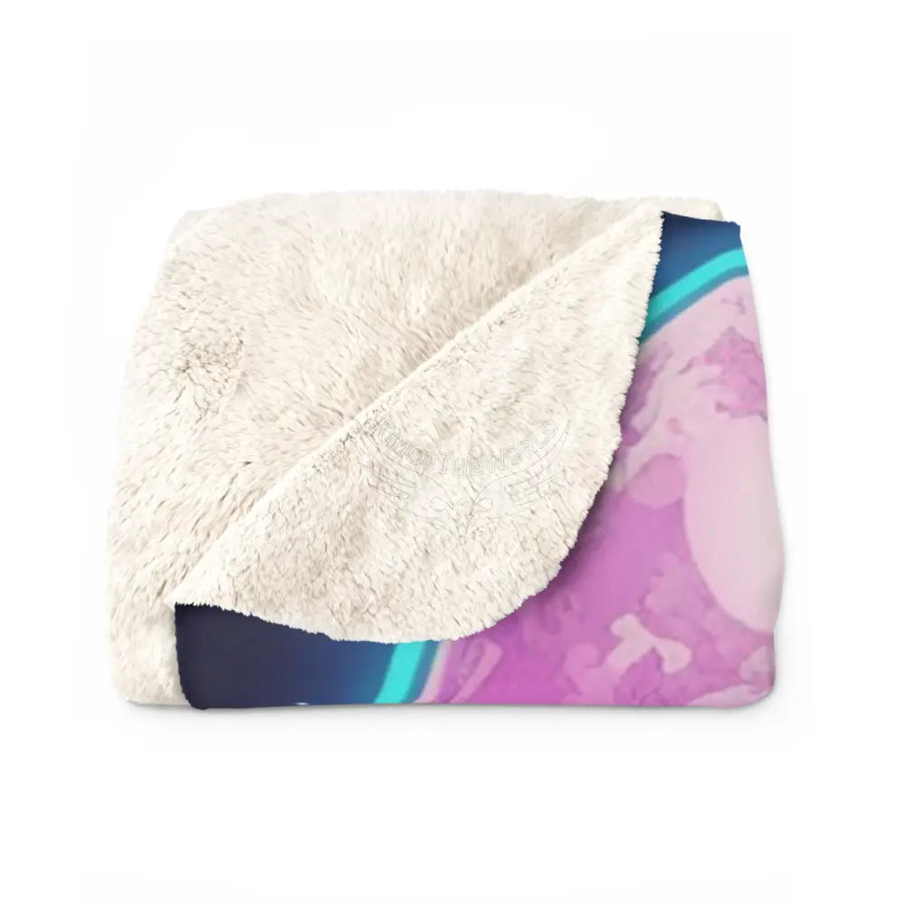 Celestial Vaporwave Lady Dreamscape Sherpa Blanket — Neon Moon Goddess Throw 60’’ × 80’’ Home Decor