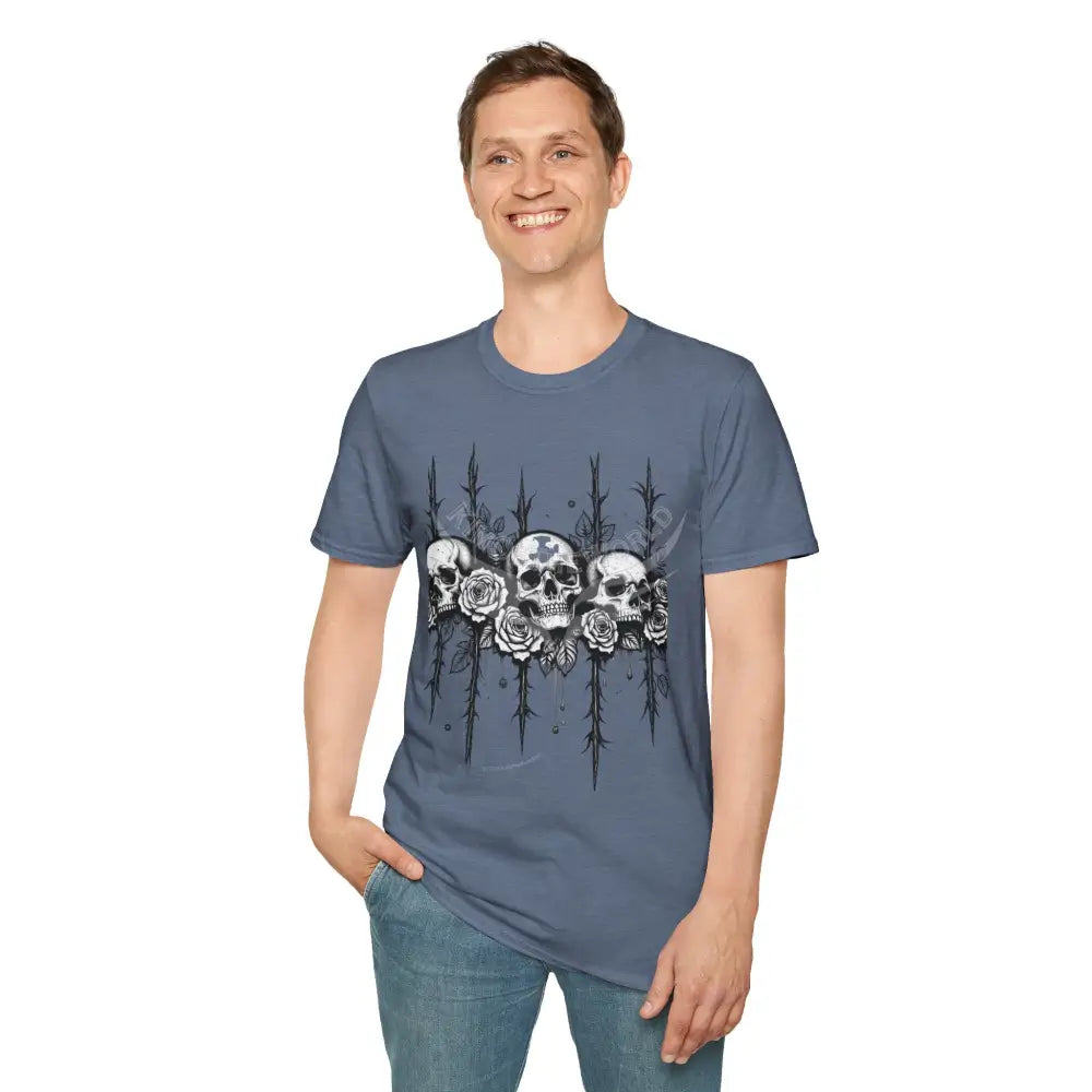 Celtic Skull Tattoo T-Shirt — Celtic Skull Artwork Tee Heather Indigo / S T-Shirt