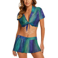 Cheerleading Uniform Set - Blue and Green Leaf Design - S - Women’s Skirts & Dresses