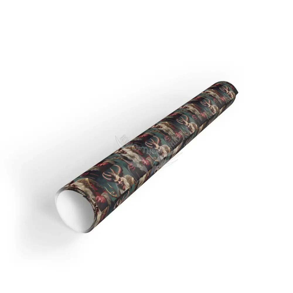 Christmas Krampus Pattern Gift Wrapping Paper Roll — Rustic Holiday Christmas Wrap 28’’ x 39’’ / Satin Home Decor