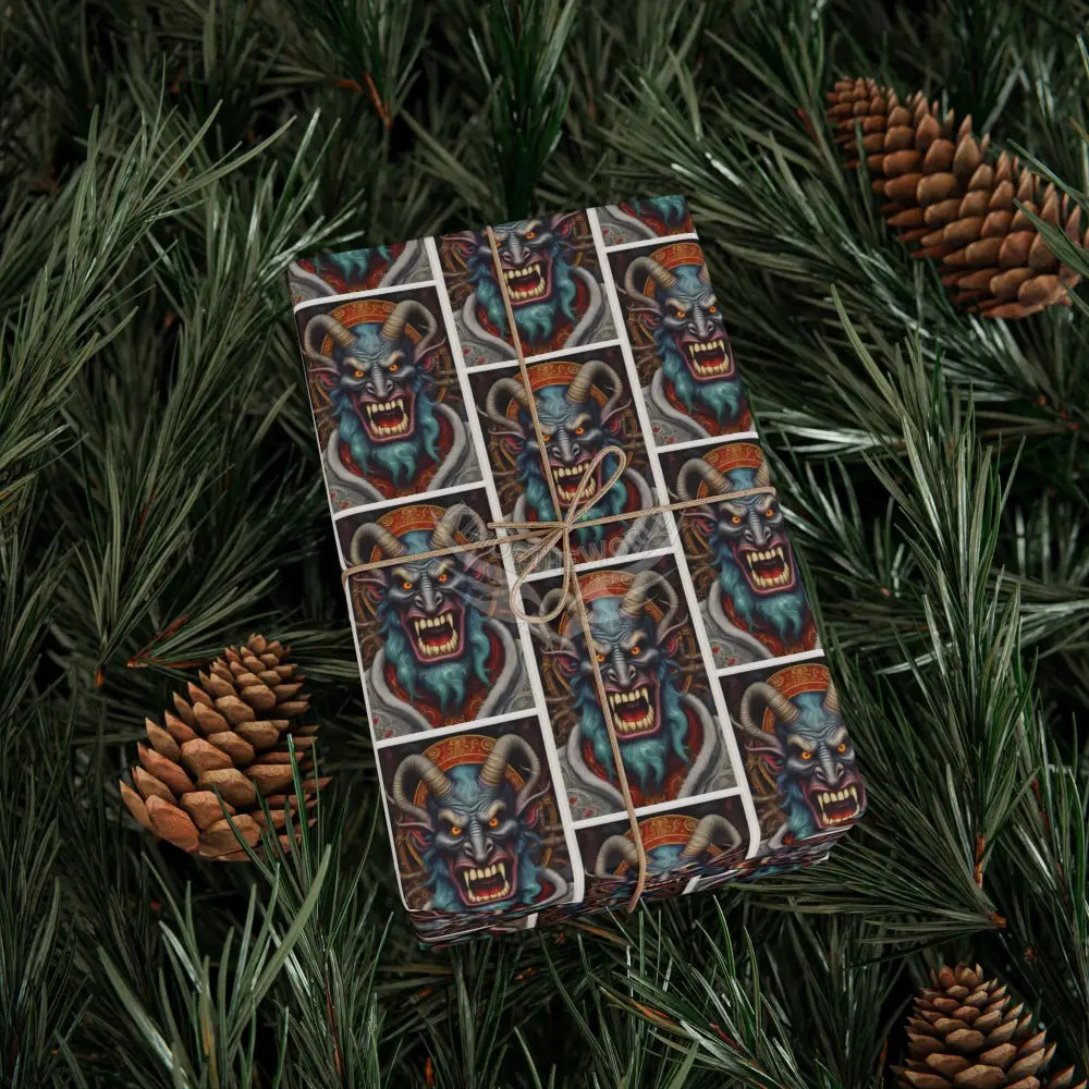 Christmas Krampus Wrapping Paper — Mythic Fae Holiday Horror Pattern Gift Wrap Home Decor