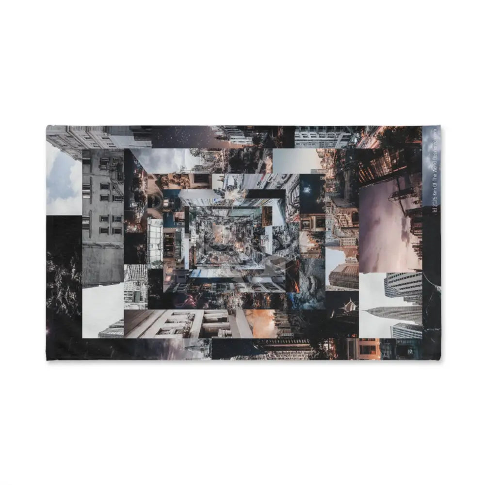 Cityscape Collage Hand Towel — Urban Architecture Photo Montage White base / 28’’ × 16’’ Home Decor
