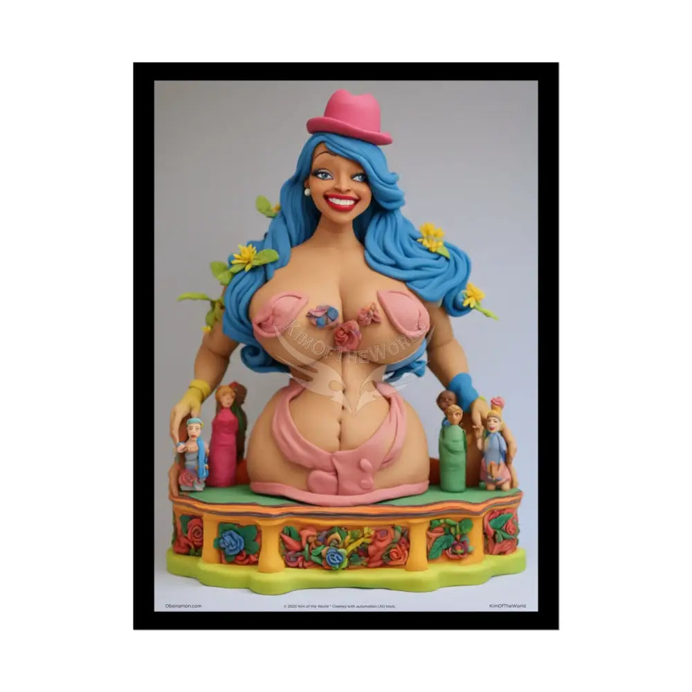 Clay Busty Weirdcore Giant Naughty Lady Art Poster — Jovial Empowered Sculptures (Rolled) 18″ x 24″ (Vertical) / Semi