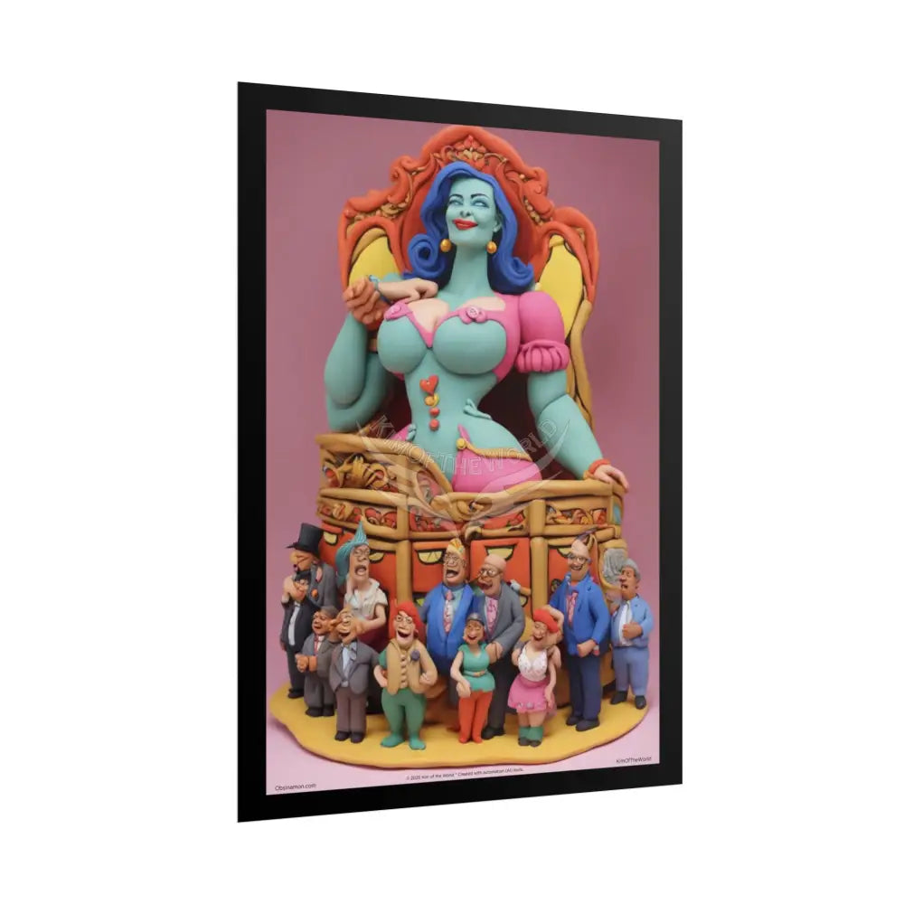 Clay Busty Weirdcore Giant Naughty Lady Art Poster — Jovial Empowered Sculptures (Rolled) Poster