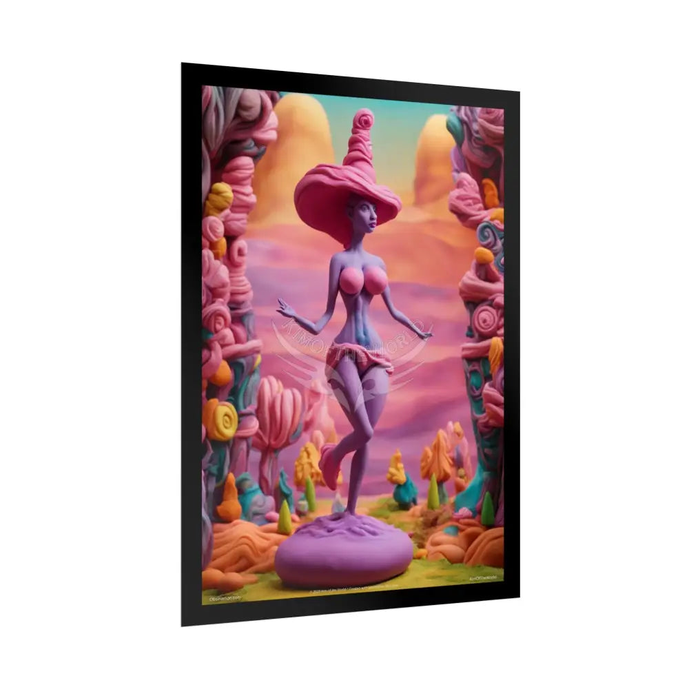 Clay Busty Weirdcore Giant Naughty Lady Art Poster — Jovial Empowered Sculptures (Rolled) Poster