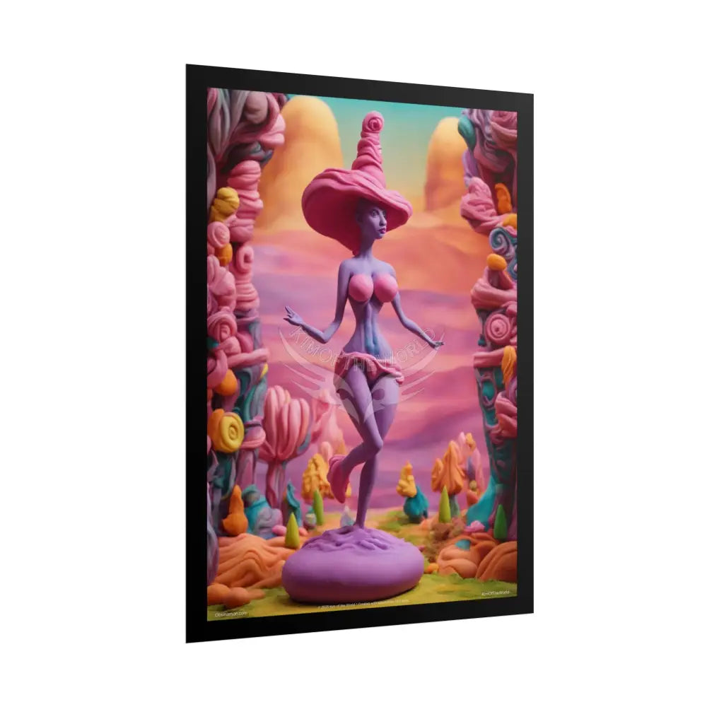 Clay Busty Weirdcore Giant Naughty Lady Art Poster — Jovial Empowered Sculptures (Rolled) Poster