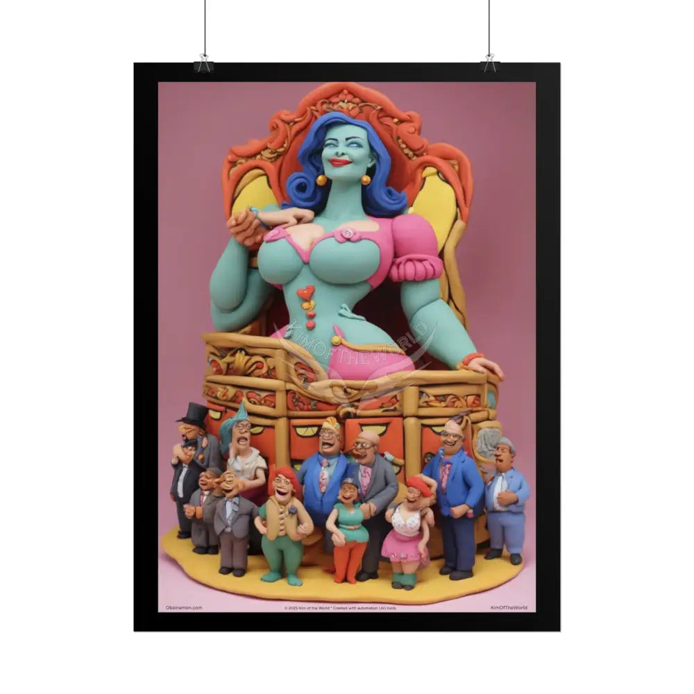Clay Busty Weirdcore Giant Naughty Lady Art Poster — Jovial Empowered Sculptures (Rolled) Poster