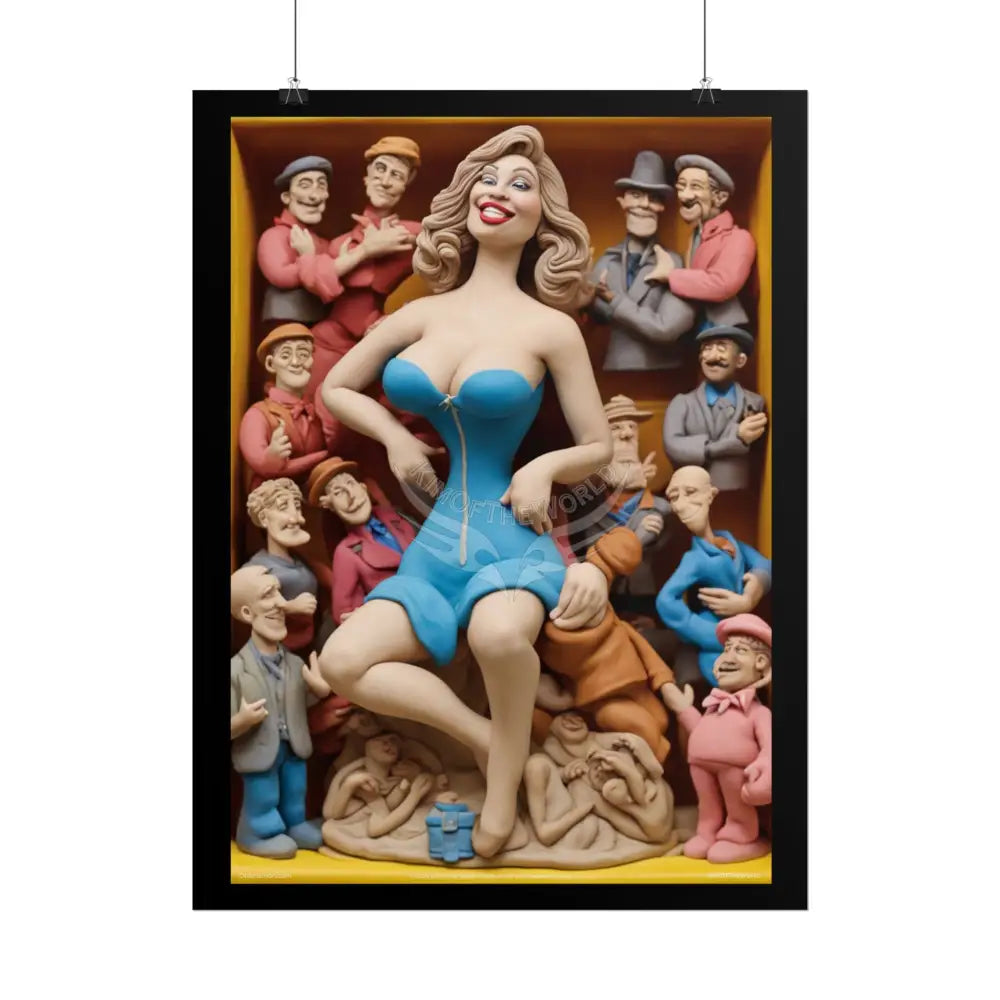 Clay Busty Weirdcore Giant Naughty Lady Art Poster — Jovial Empowered Sculptures (Rolled) Poster