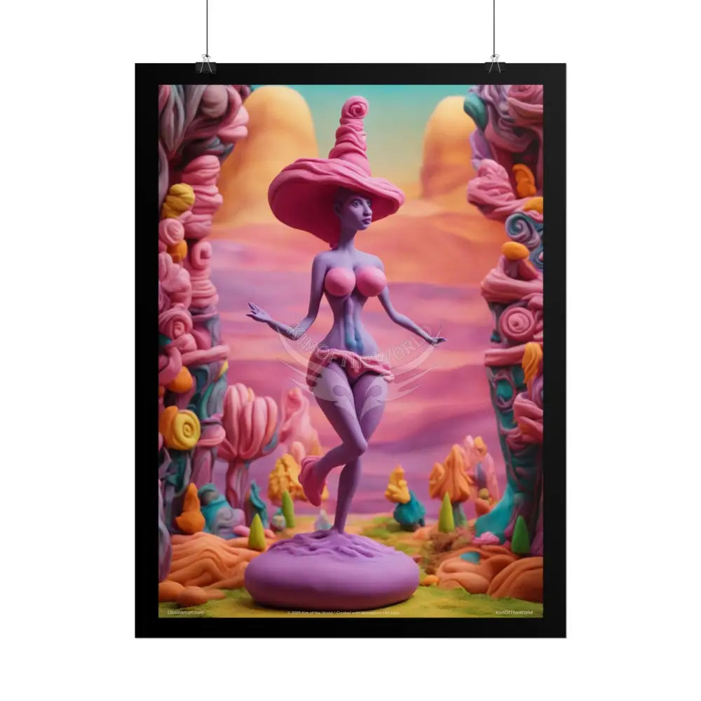 Clay Busty Weirdcore Giant Naughty Lady Art Poster — Jovial Empowered Sculptures (Rolled) Poster