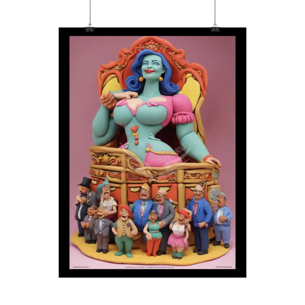 Clay Busty Weirdcore Giant Naughty Lady Art Poster — Jovial Empowered Sculptures (Rolled) Poster