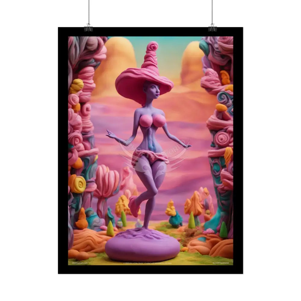 Clay Busty Weirdcore Giant Naughty Lady Art Poster — Jovial Empowered Sculptures (Rolled) Poster
