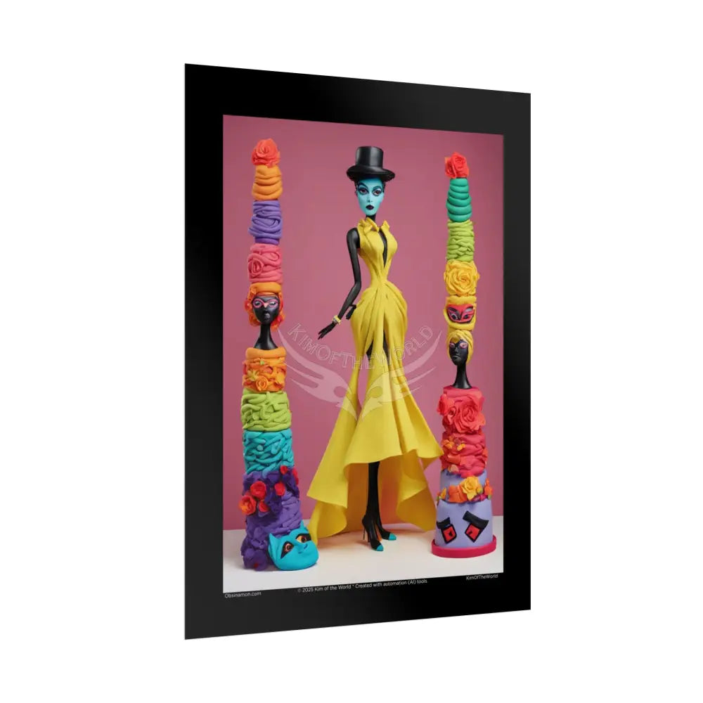 Clay Sculpture Giant Empowered Fashion Lady Tall Girl Fashion Giantess Stiletto Fetish Poster — Art Print Poster