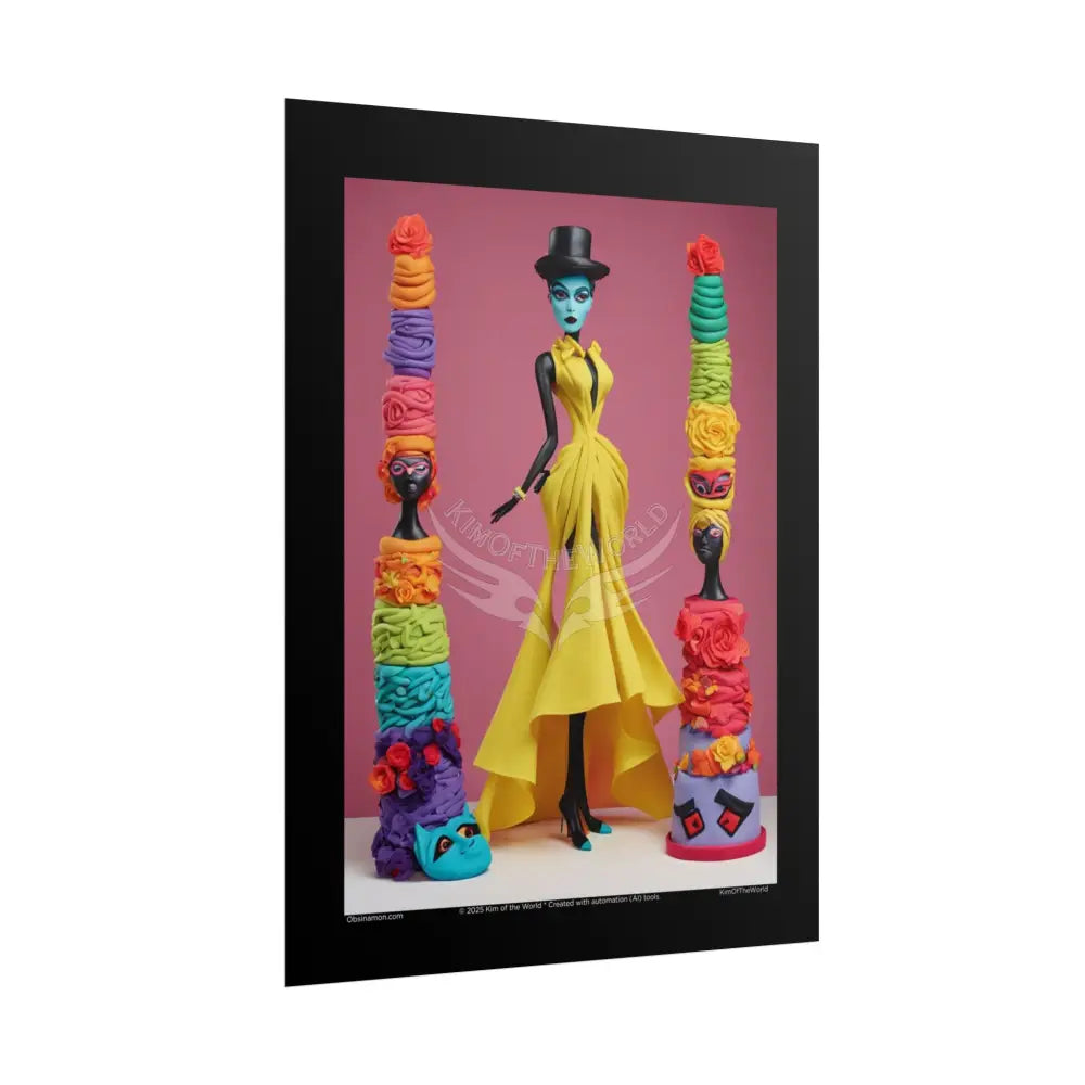 Clay Sculpture Giant Empowered Fashion Lady Tall Girl Fashion Giantess Stiletto Fetish Poster — Art Print Poster