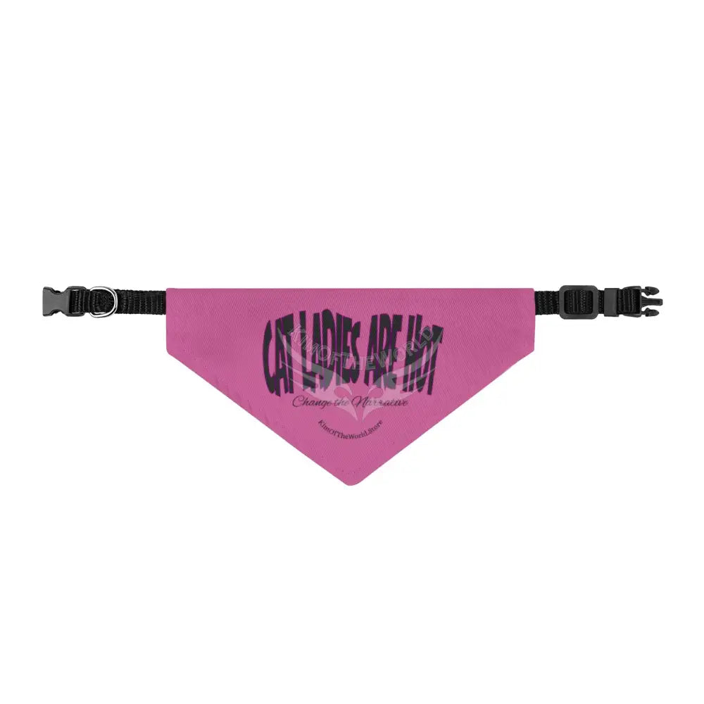 Clip-on Pet Bandana — “Cat Ladies Are Hot” Pink Cat Collar Scarf S Pets