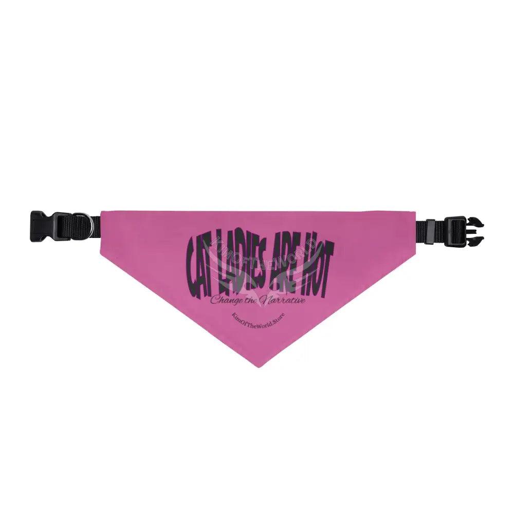 Clip-on Pet Bandana — “Cat Ladies Are Hot” Pink Cat Collar Scarf XL Pets