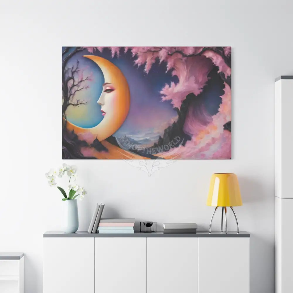 Color Coordinated Fantasy Giant Winter Moon Pastels Canvas Prints -- Oil-Style Matte Stretched 1.25’’ Canvas