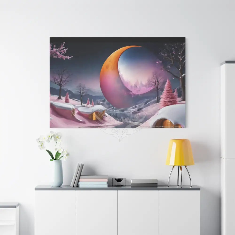 Color Coordinated Fantasy Giant Winter Moon Pastels Canvas Prints -- Oil-Style Matte Stretched 1.25’’ Canvas