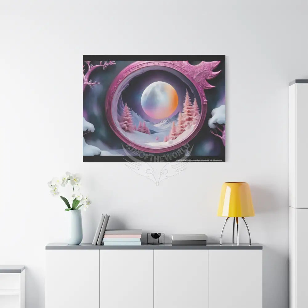 Color Coordinated Fantasy Giant Winter Moon Winter Pastels Canvas Prints -- Oil-Style Matte Stretched 1.25’’ Canvas