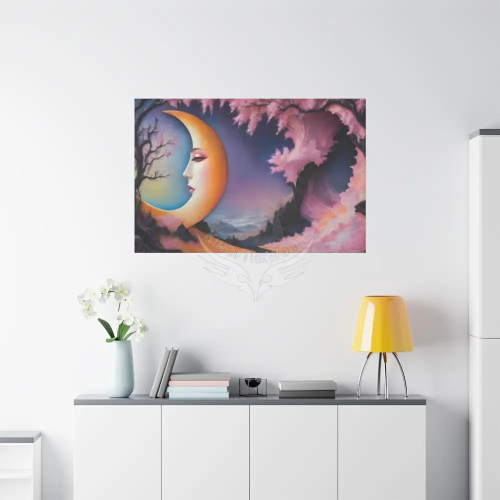 Color Coordinated Fantasy Giant Winter Moon Pastels Canvas Prints -- Oil-Style Matte Stretched 1.25’’ Canvas