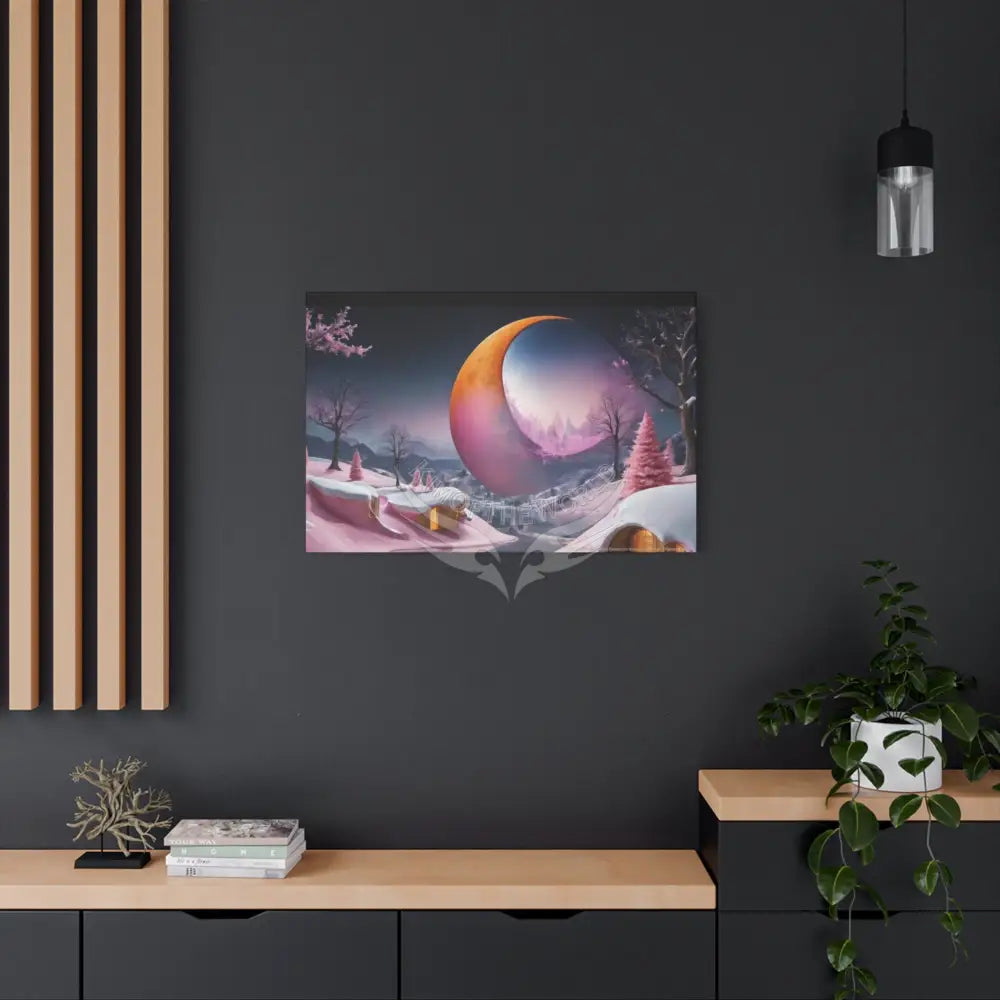 Color Coordinated Fantasy Giant Winter Moon Pastels Canvas Prints -- Oil-Style Matte Stretched 1.25’’ Canvas