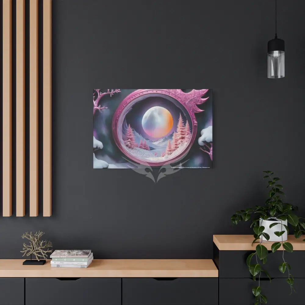 Color Coordinated Fantasy Giant Winter Moon Winter Pastels Canvas Prints -- Oil-Style Matte Stretched 1.25’’ Canvas