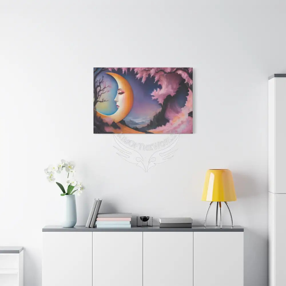 Color Coordinated Fantasy Giant Winter Moon Pastels Canvas Prints -- Oil-Style Matte Stretched 1.25’’ Canvas