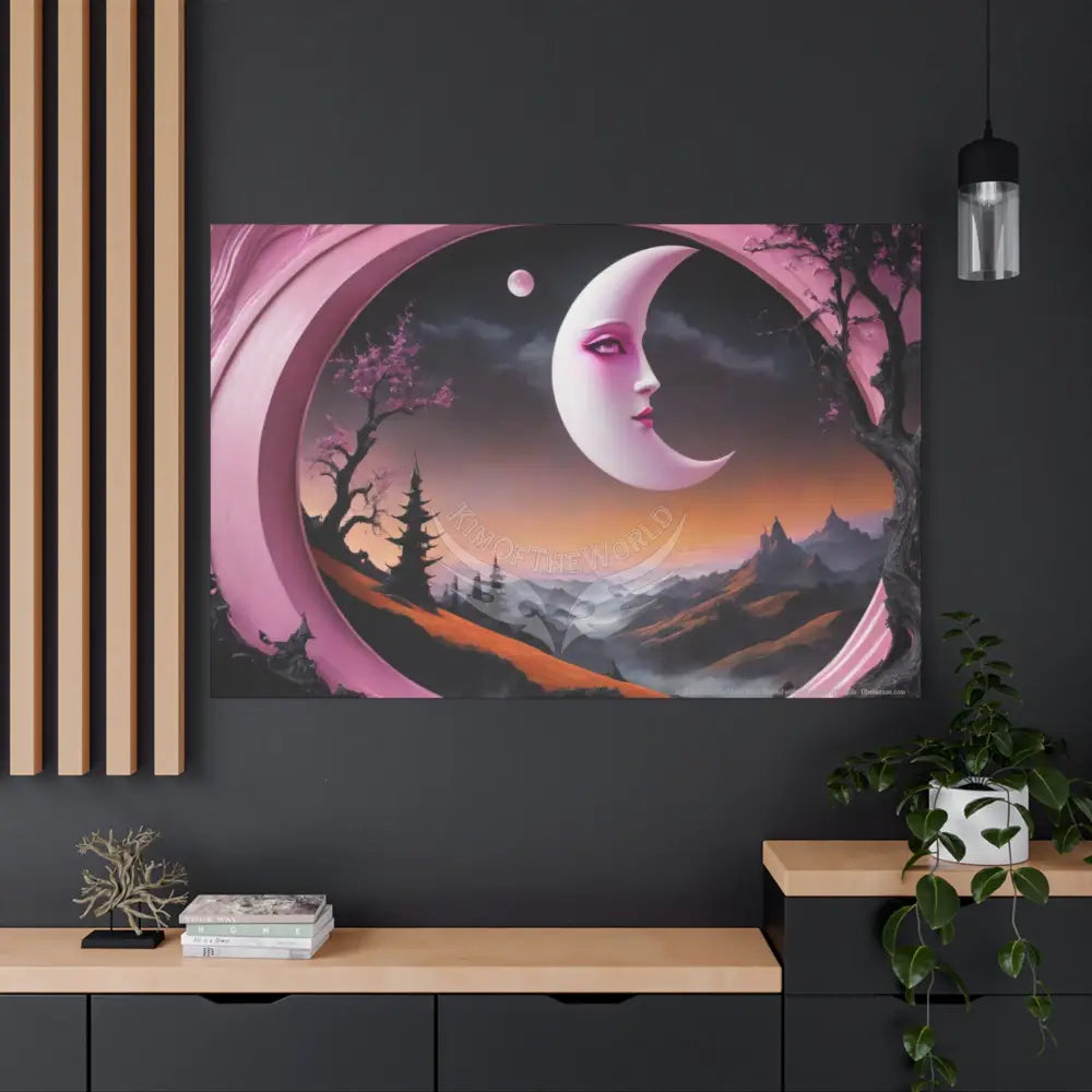Color Coordinated Fantasy Giant Winter Moon Pastels Canvas Prints -- Oil-Style Matte Stretched 1.25’’ Canvas