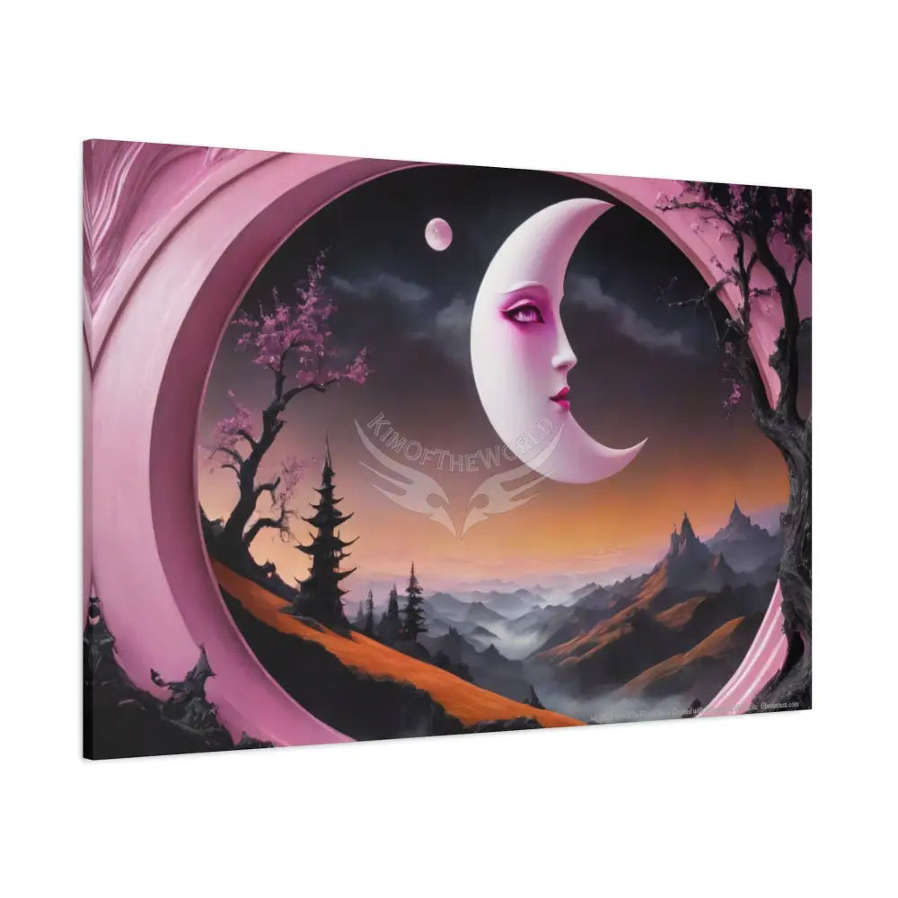 Color Coordinated Fantasy Giant Winter Moon Pastels Canvas Prints -- Oil-Style Matte Stretched 1.25’’ Canvas